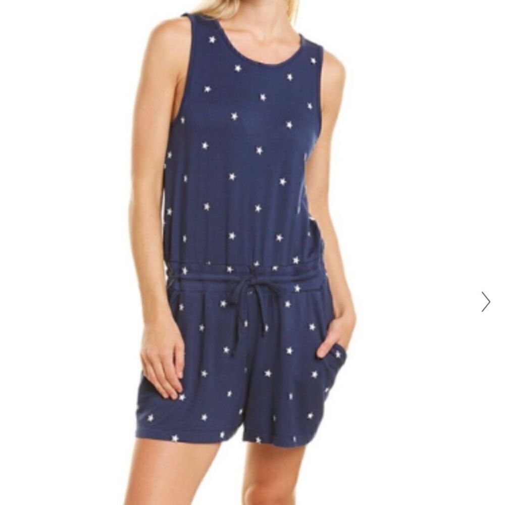 NWT - Splendid Navy Blue with White Embroidered Stars Shorts Romper Size… - Picture 2 of 7